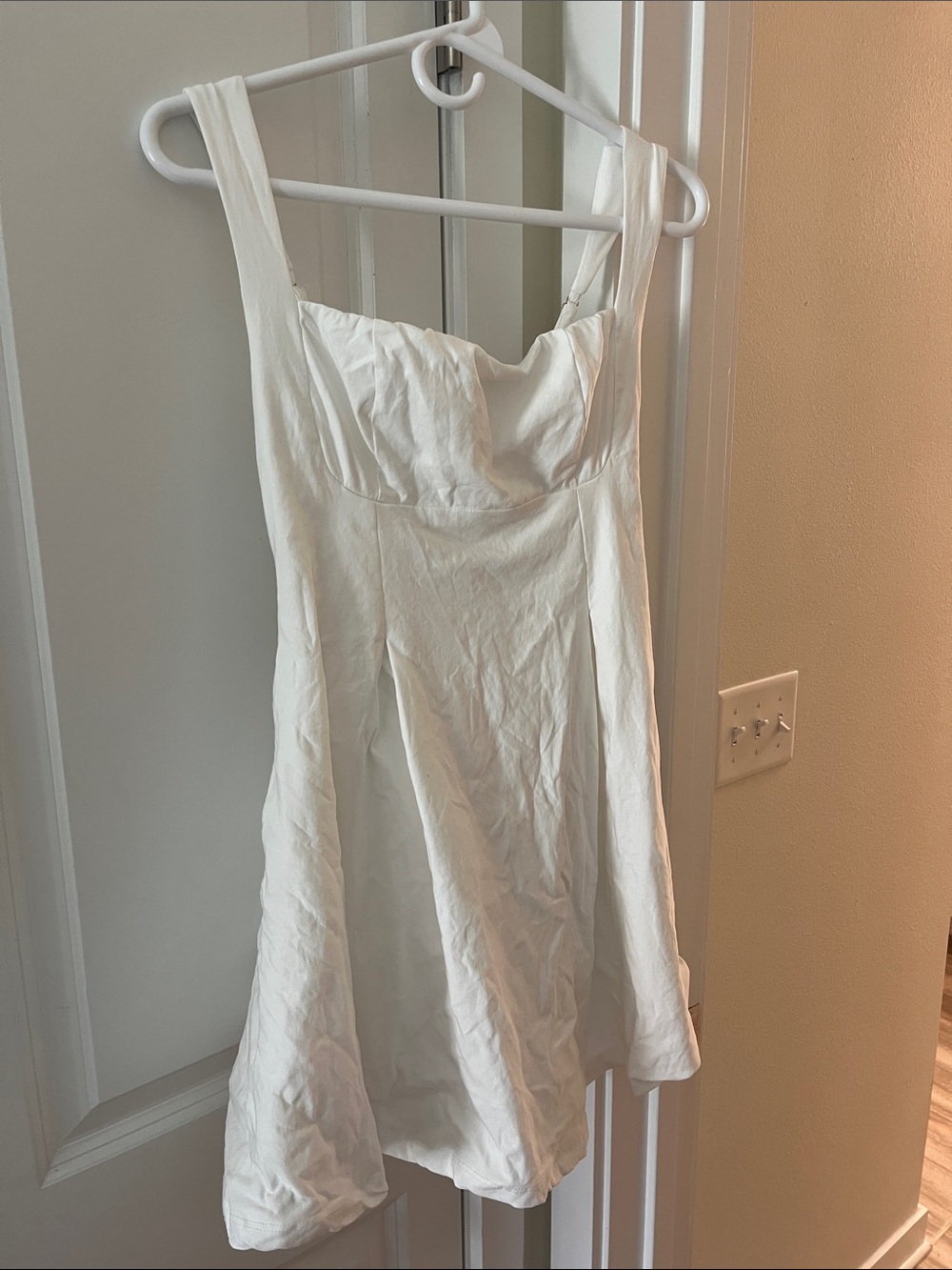 Princess Polly White Square-Neck Mini Fit & Flare Dress
